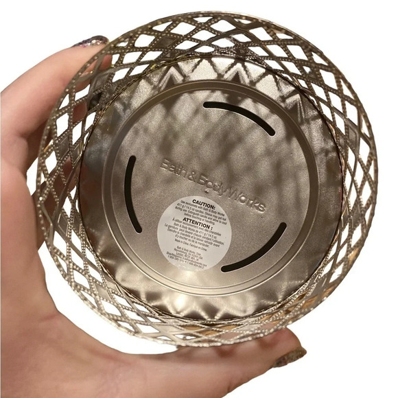 BATH & BODY WORKS Glittery Bling Metal Argyle Three-Wick Candle Holder NEW NWT - Picture 3 of 6